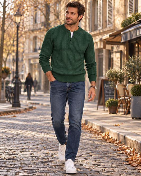 Pull à col boutonné pour hommes