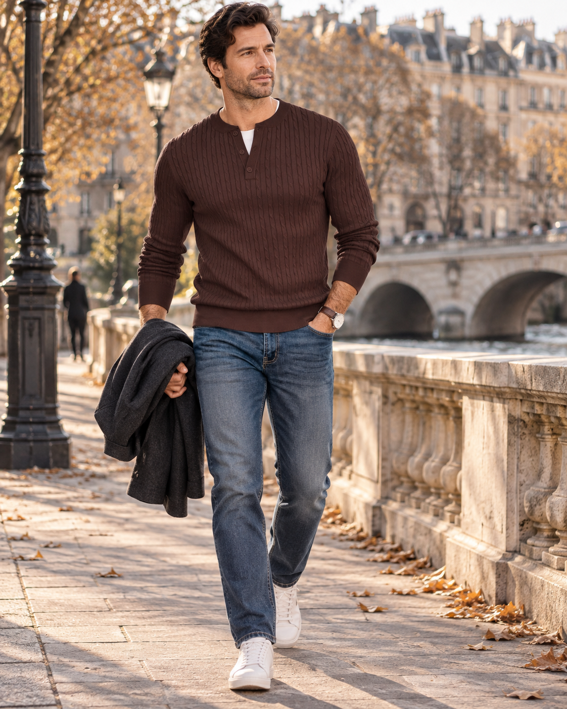 Pull à col boutonné pour hommes