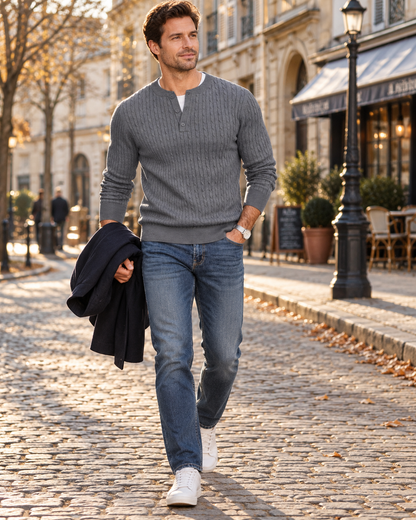 Pull à col boutonné pour hommes
