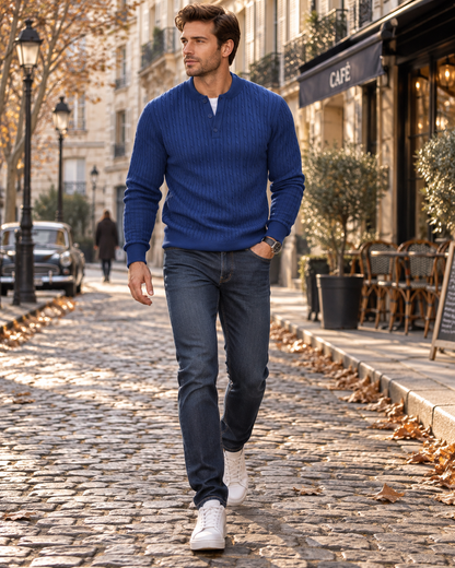 Pull à col boutonné pour hommes