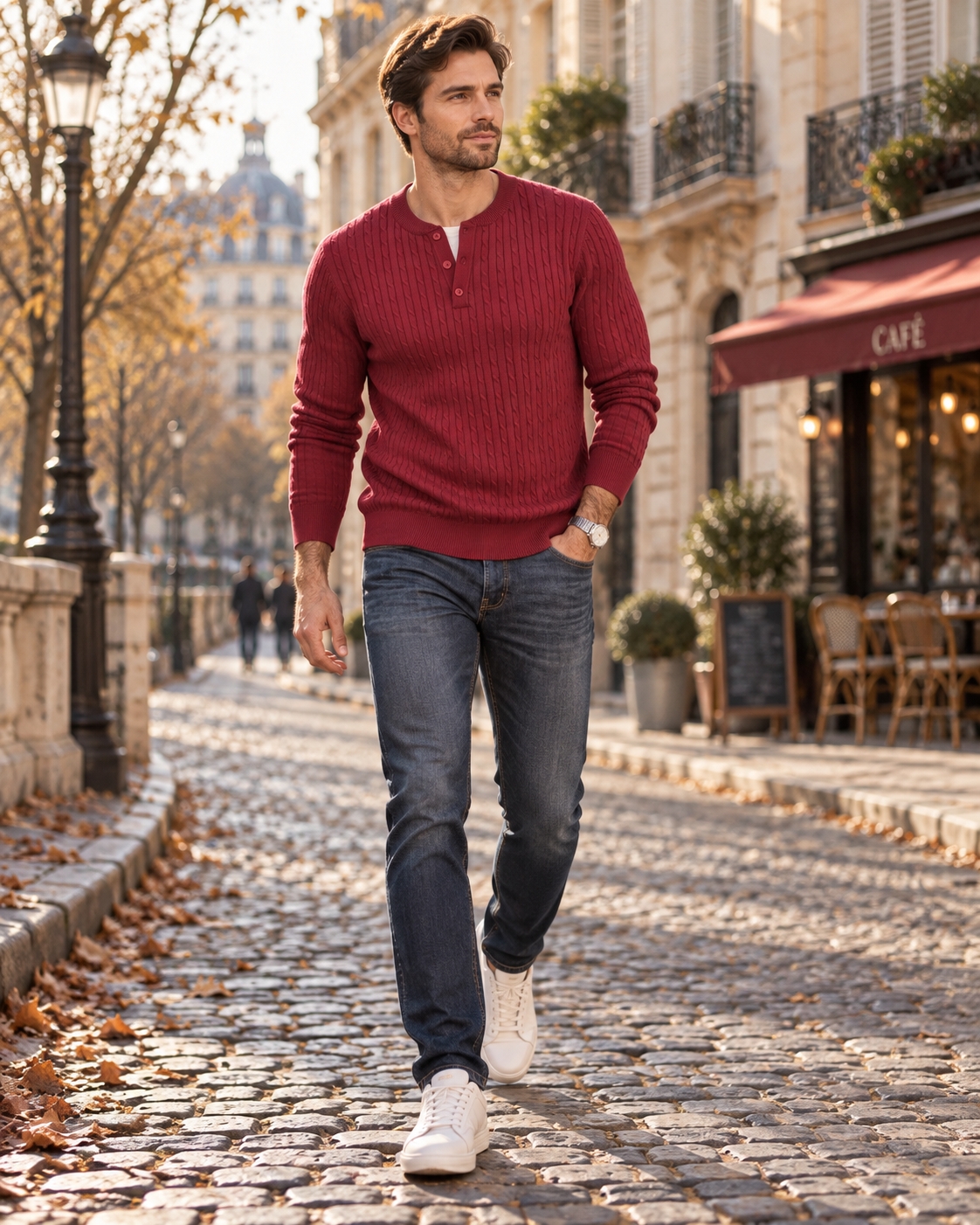 Pull à col boutonné pour hommes