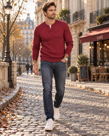 Pull à col boutonné pour hommes