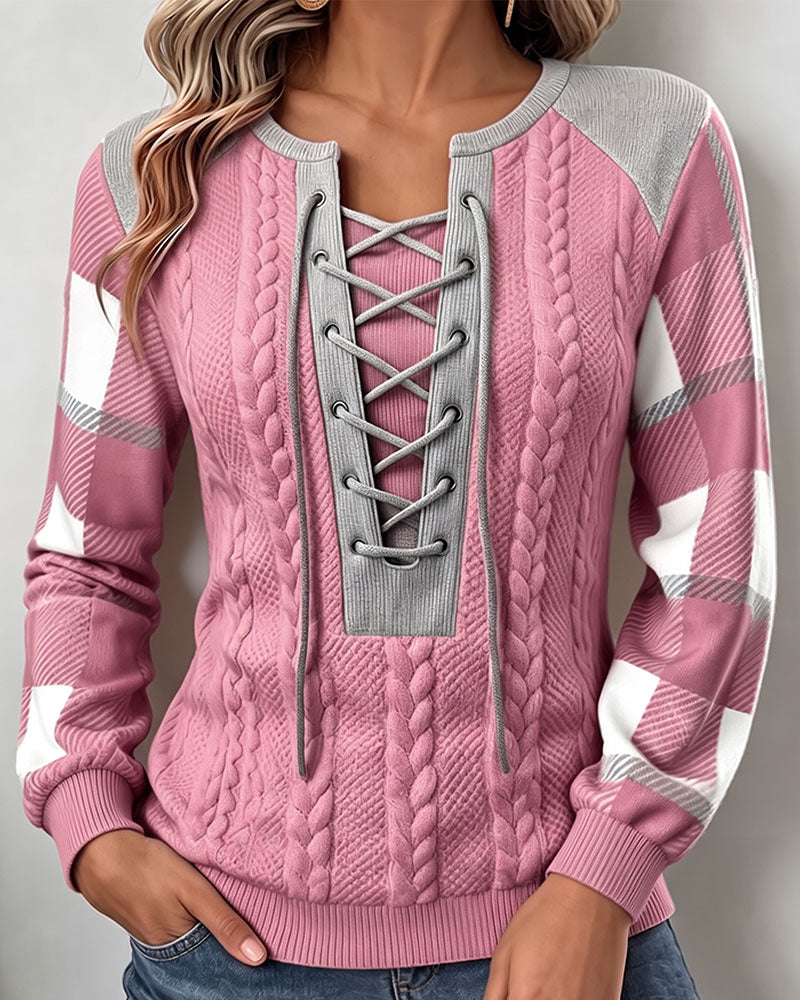 Pull à col lacé pour femmes