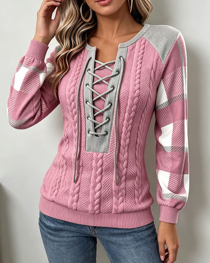 Pull à col lacé pour femmes