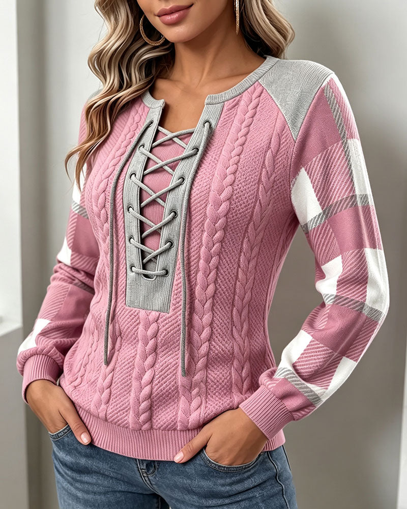 Pull à col lacé pour femmes