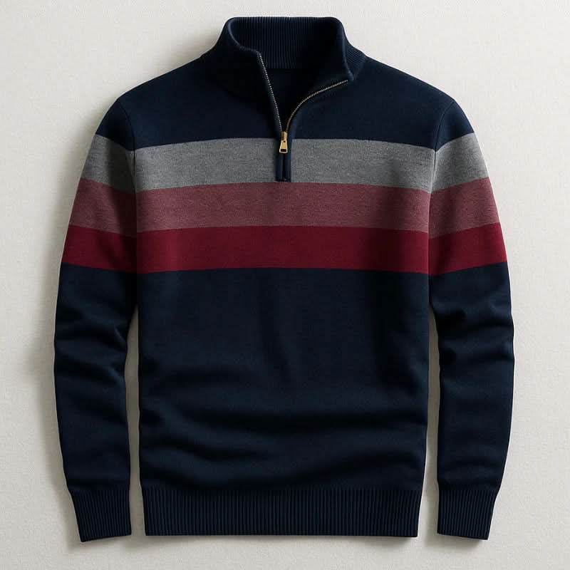Pull à col zippé rayé pour hommes