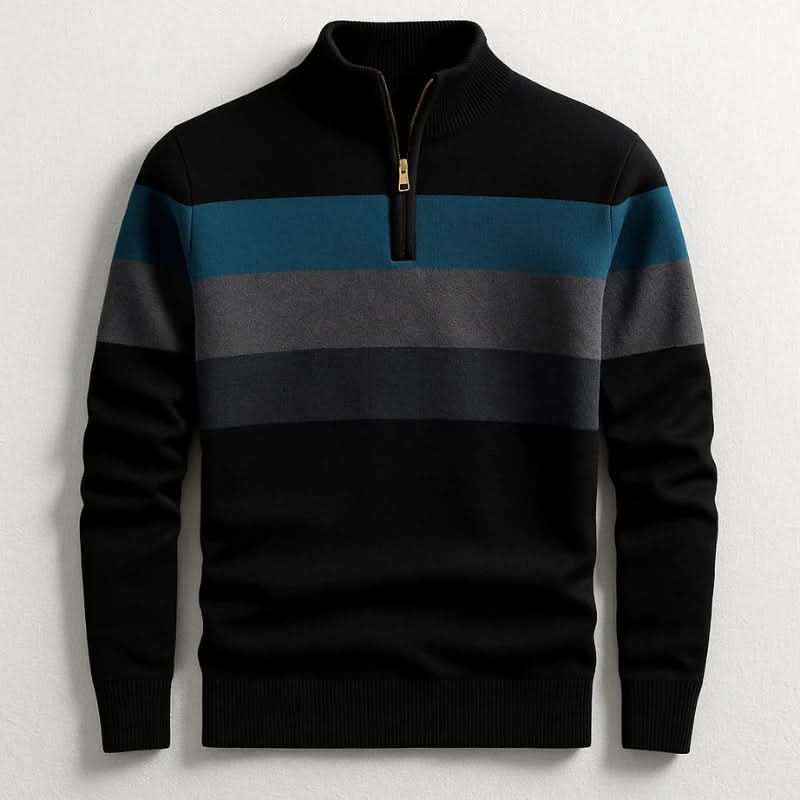 Pull à col zippé rayé pour hommes
