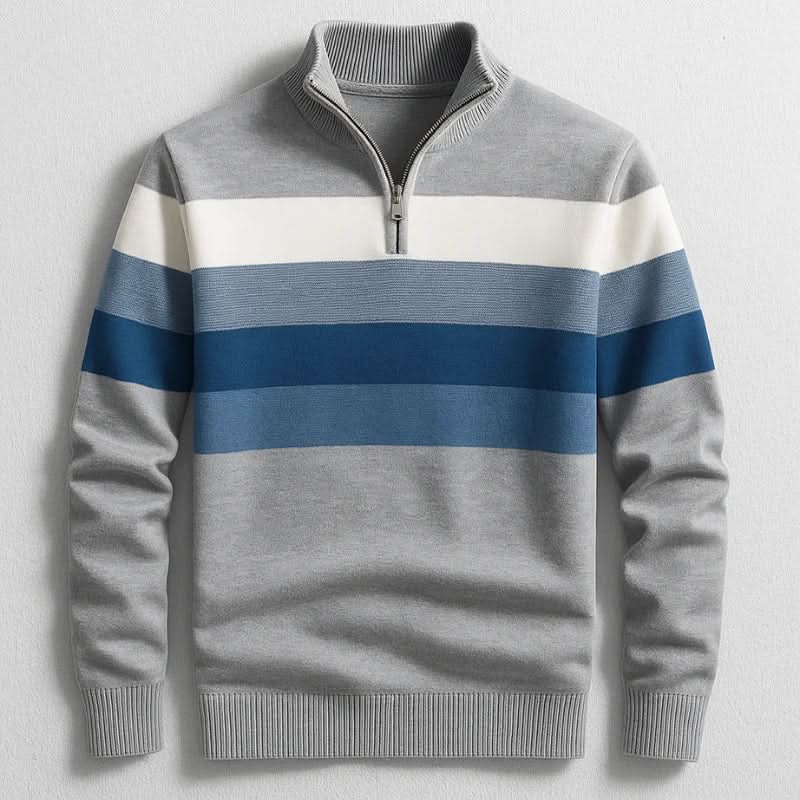 Pull à col zippé rayé pour hommes