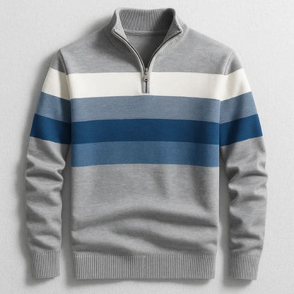 Pull à col zippé rayé pour hommes