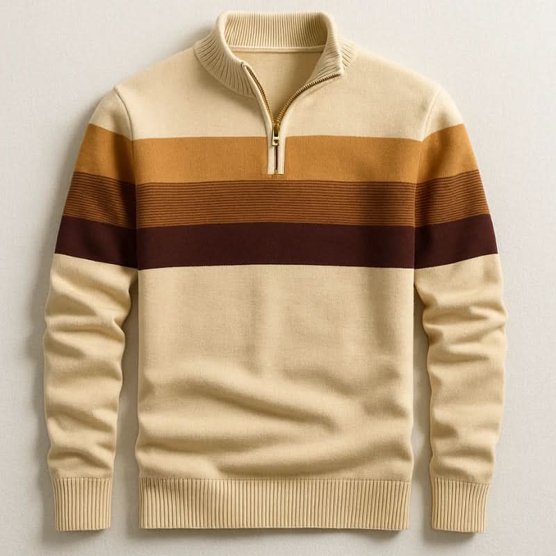 Pull à col zippé rayé pour hommes