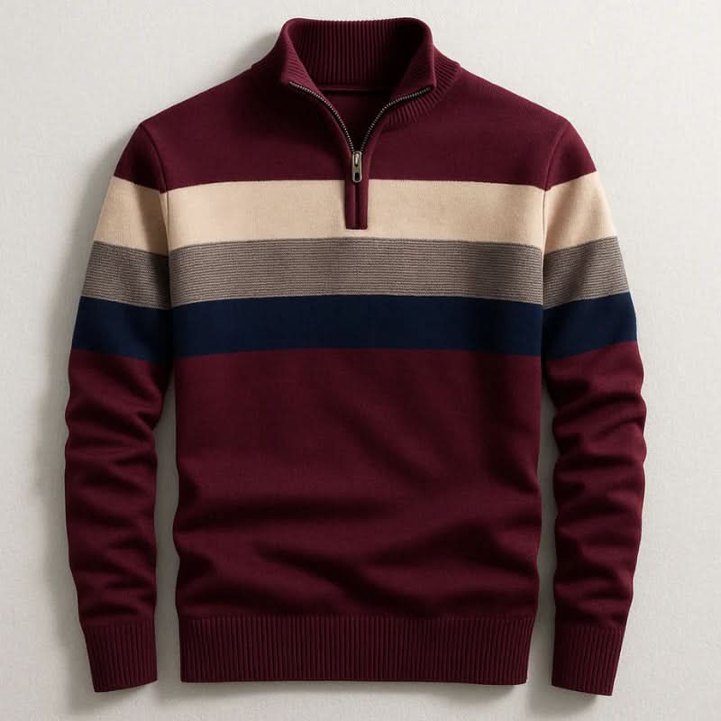 Pull à col zippé rayé pour hommes