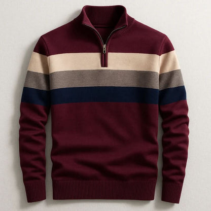 Pull à col zippé rayé pour hommes
