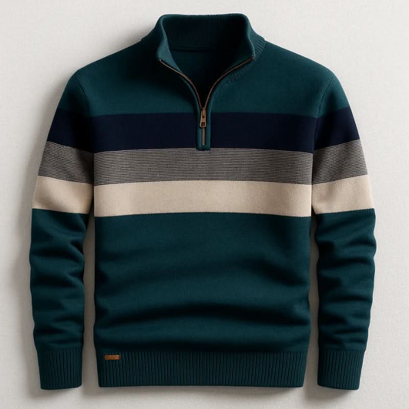 Pull à col zippé rayé pour hommes