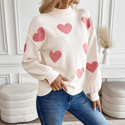 Pull à motif cœurs pour femmes