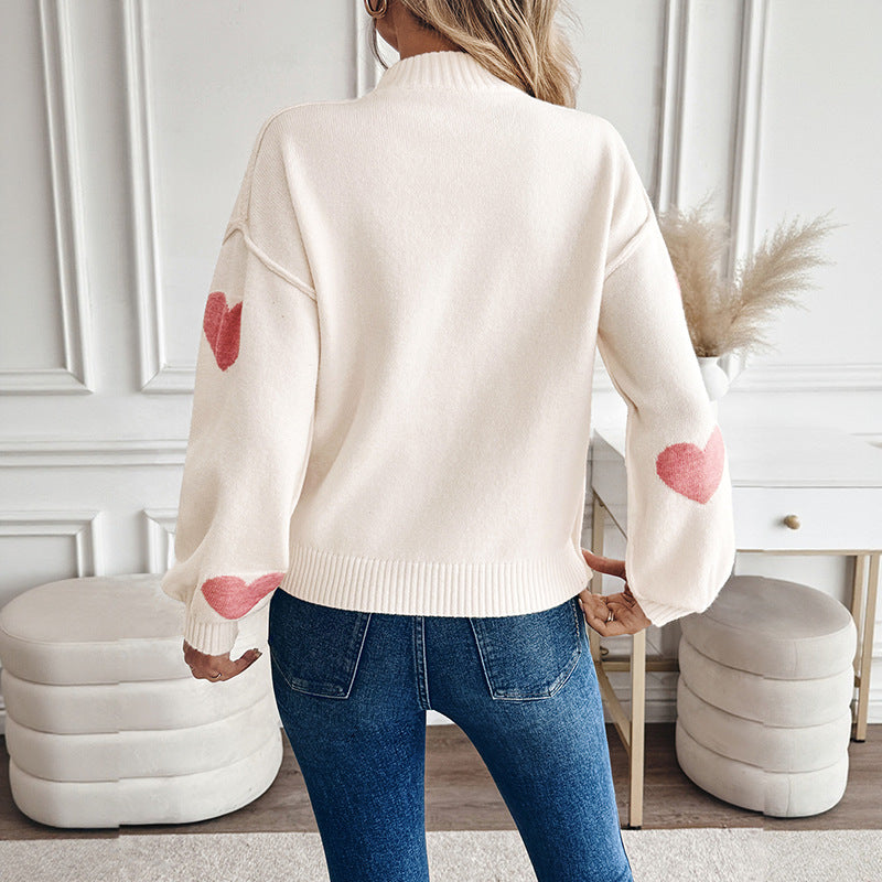 Pull à motif cœurs pour femmes