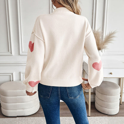 Pull à motif cœurs pour femmes