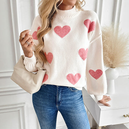 Pull à motif cœurs pour femmes