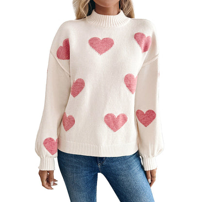 Pull à motif cœurs pour femmes