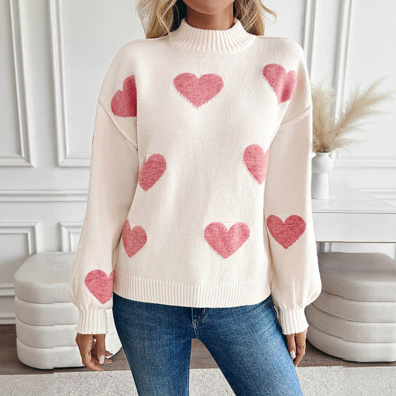 Pull à motif cœurs pour femmes