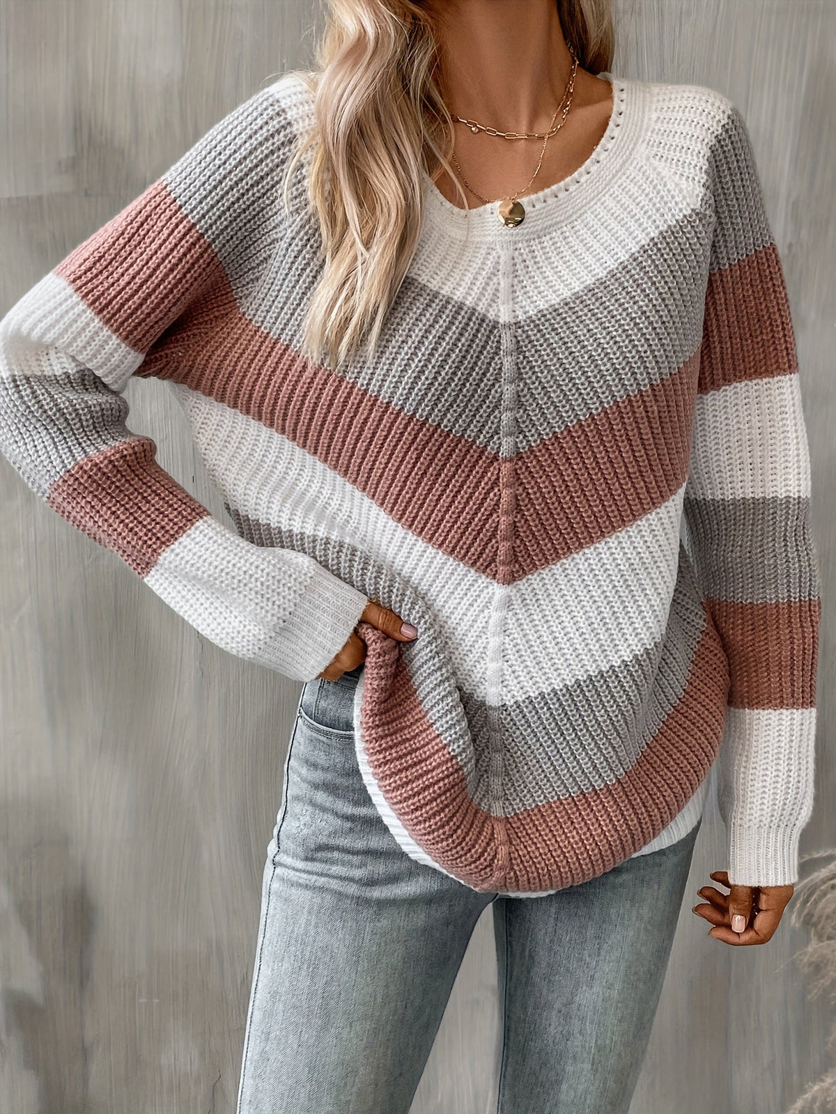 Pull à rayures chevron pour femmes