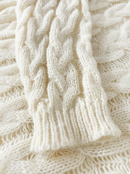Pull à torsades et col V pour femmes