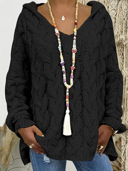 Pull à torsades et col V pour femmes