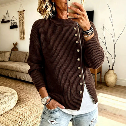 Pull à zip asymétrique pour femmes