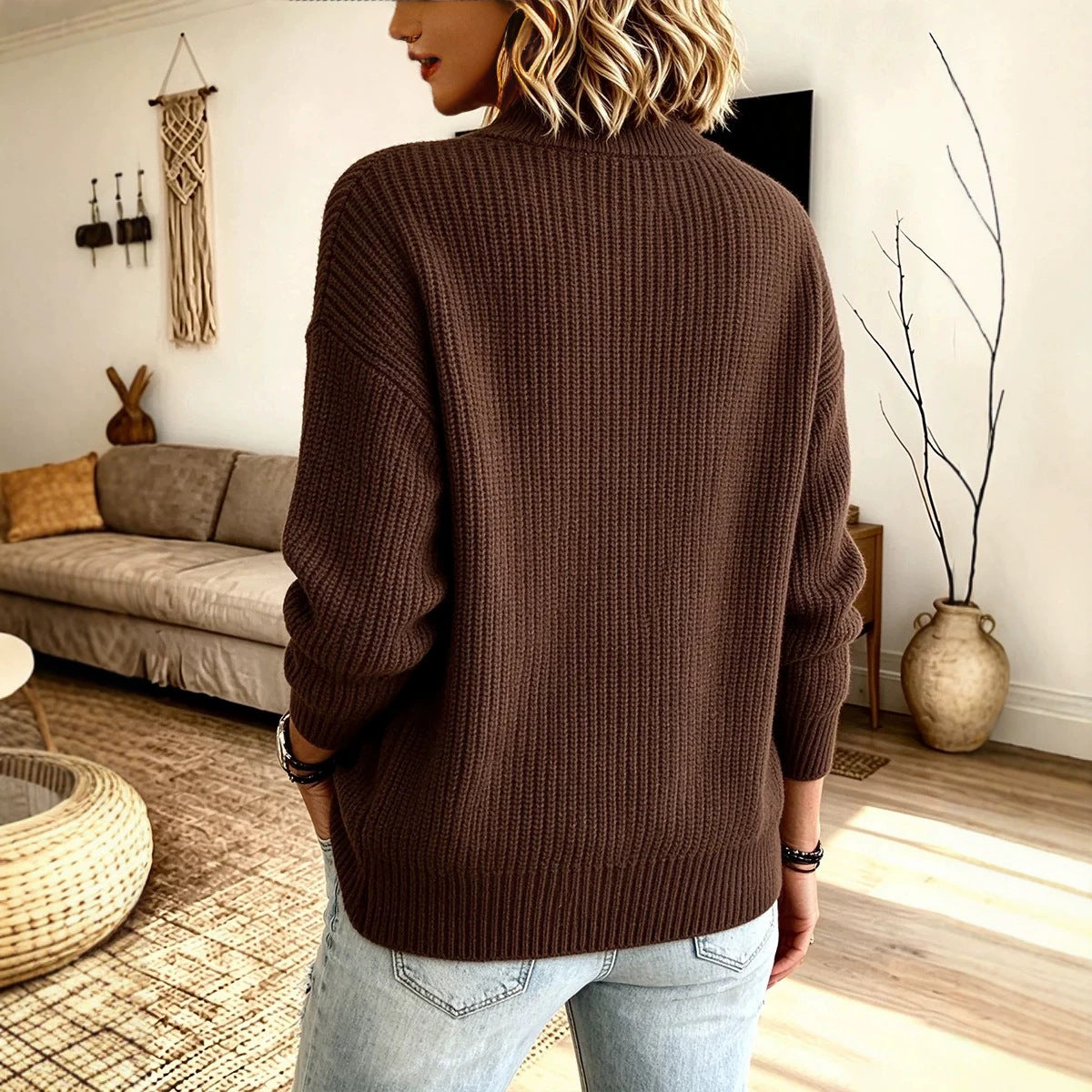 Pull à zip asymétrique pour femmes