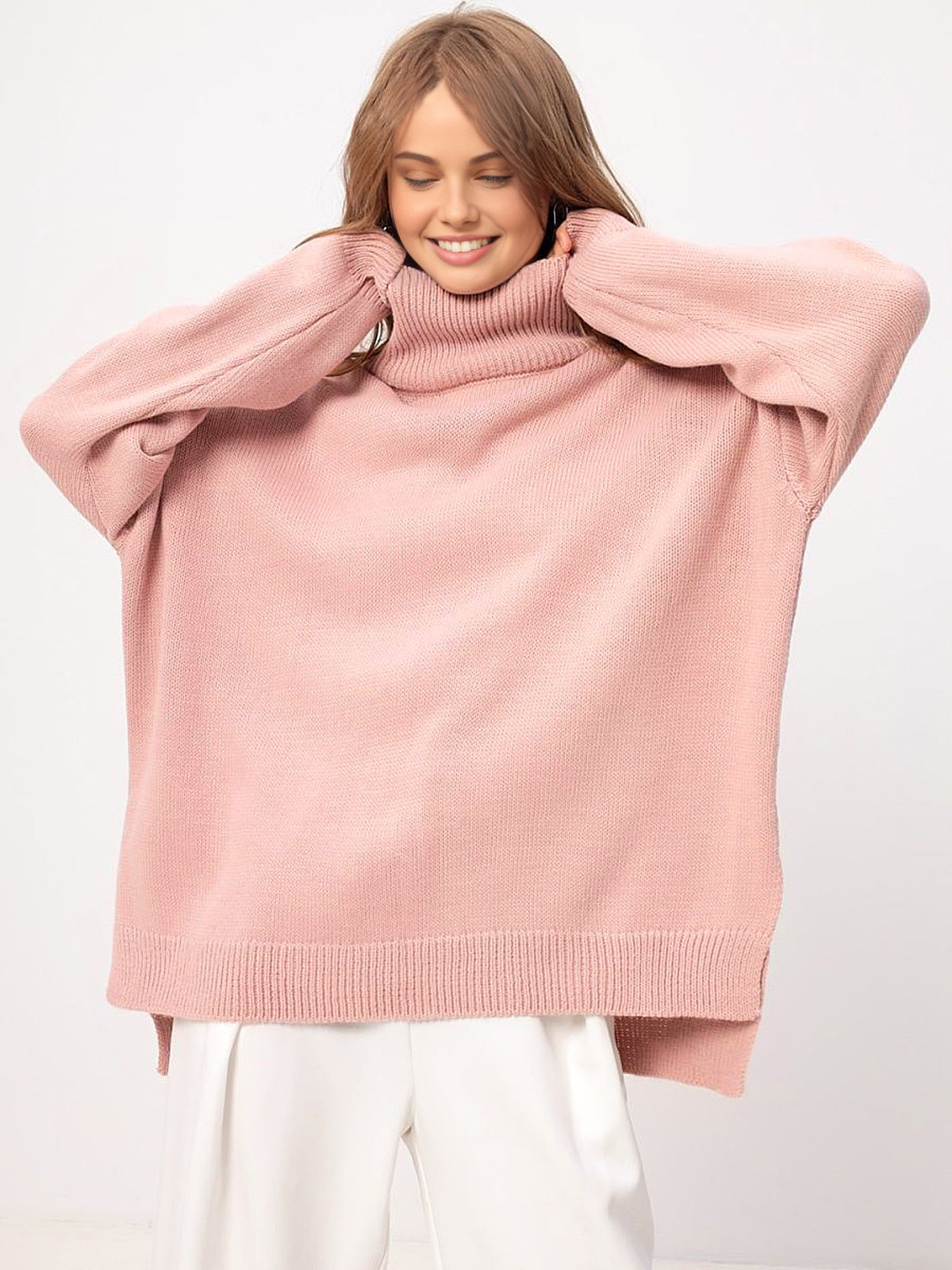 Pull ample à col roulé pour femmes