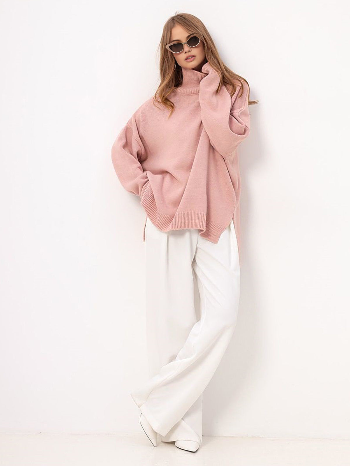 Pull ample à col roulé pour femmes