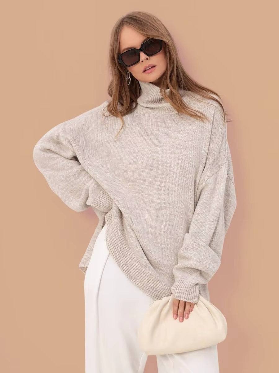 Pull ample à col roulé pour femmes