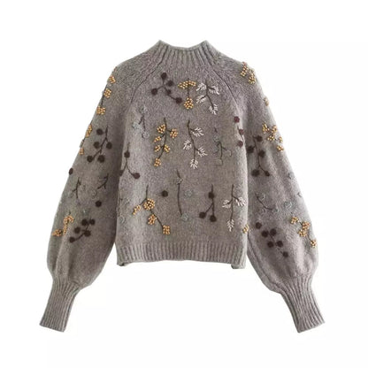 Pull brodé floral pour femmes