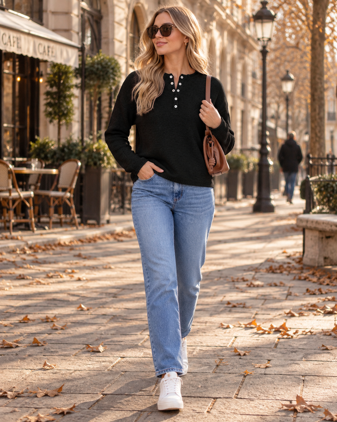 Pull col boutonné pour femmes