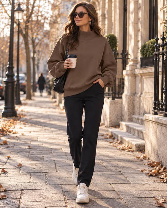 Pull col montant manches longues pour femmes
