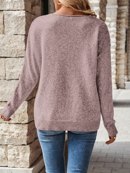 Pull col V ajouré pour femmes