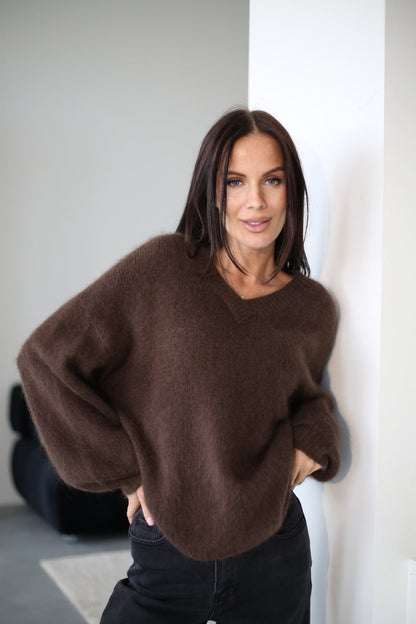 Pull à col V et manches longues pour femmes