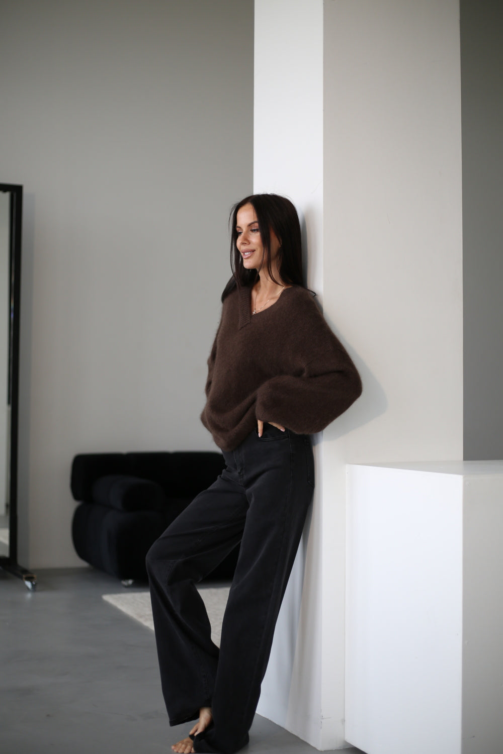 Pull à col V et manches longues pour femmes