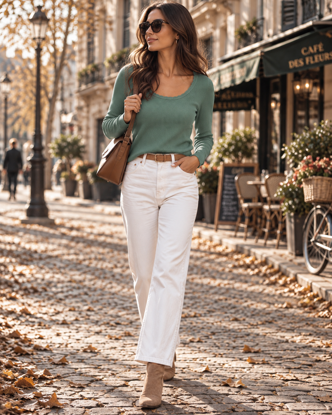 Pull côtelé à col festonné pour femmes