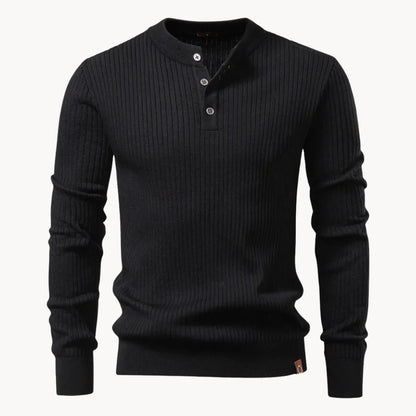 Pull côtelé à col boutonné pour hommes