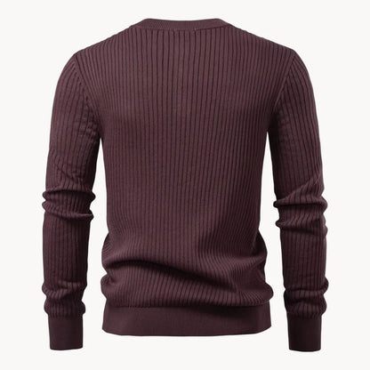 Pull côtelé à col boutonné pour hommes