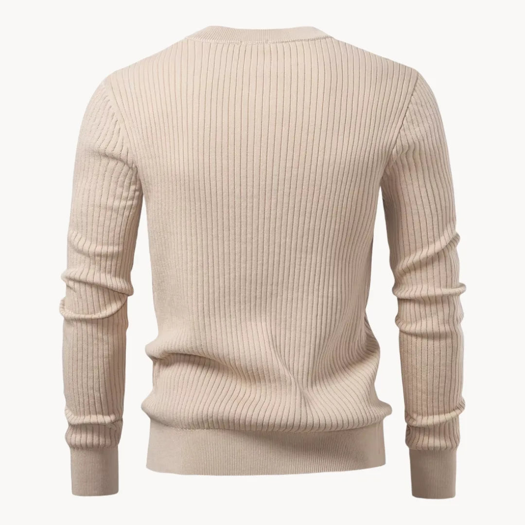 Pull côtelé à col boutonné pour hommes