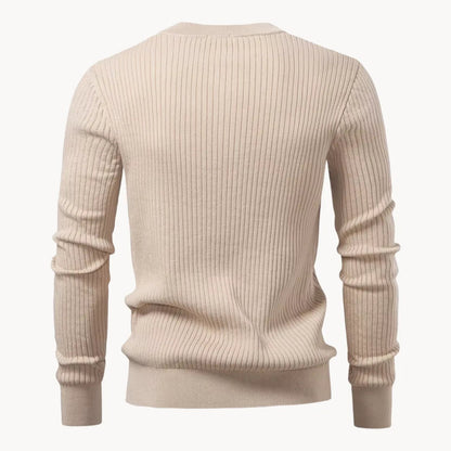 Pull côtelé à col boutonné pour hommes