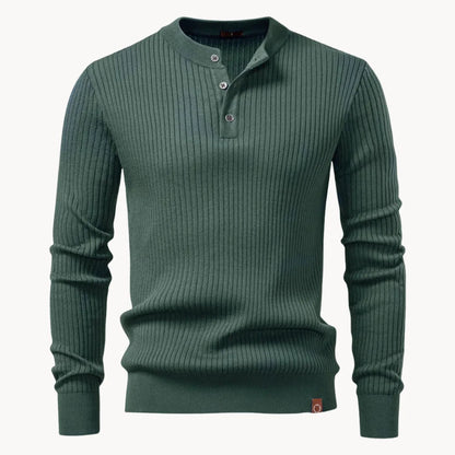 Pull côtelé à col boutonné pour hommes