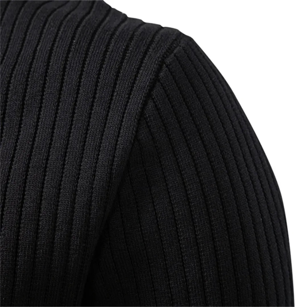 Pull côtelé à col boutonné pour hommes