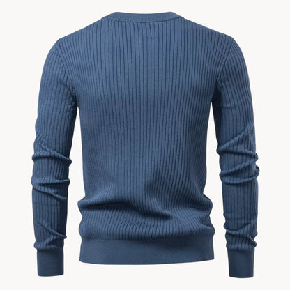 Pull côtelé à col boutonné pour hommes
