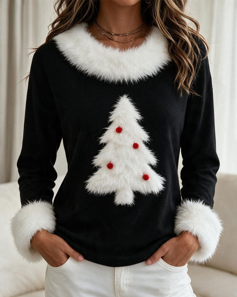 Pull motif sapin de Noël pour femmes