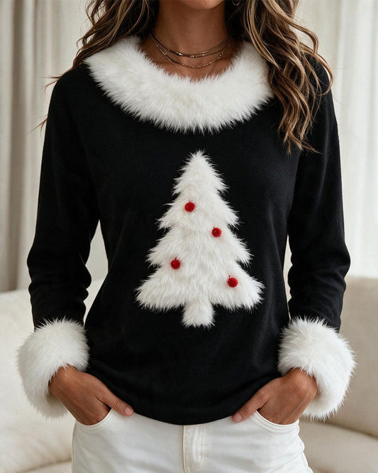 Pull motif sapin de Noël pour femmes