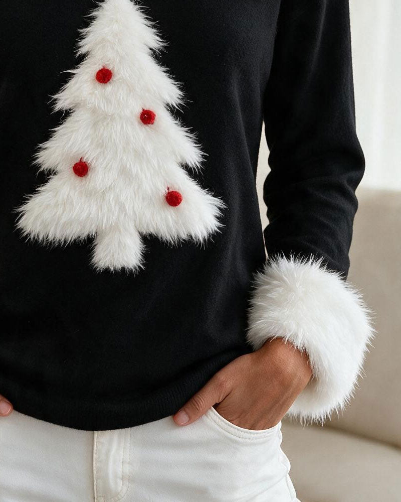 Pull motif sapin de Noël pour femmes