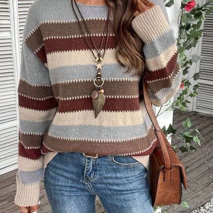 Pull rayé col rond pour femmes