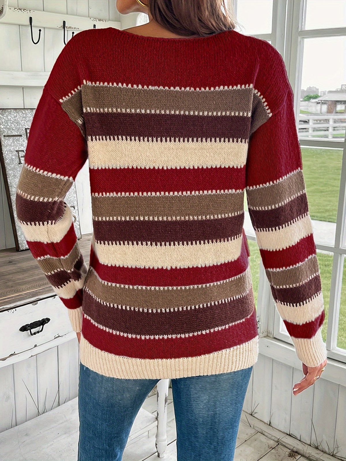 Pull rayé col rond pour femmes